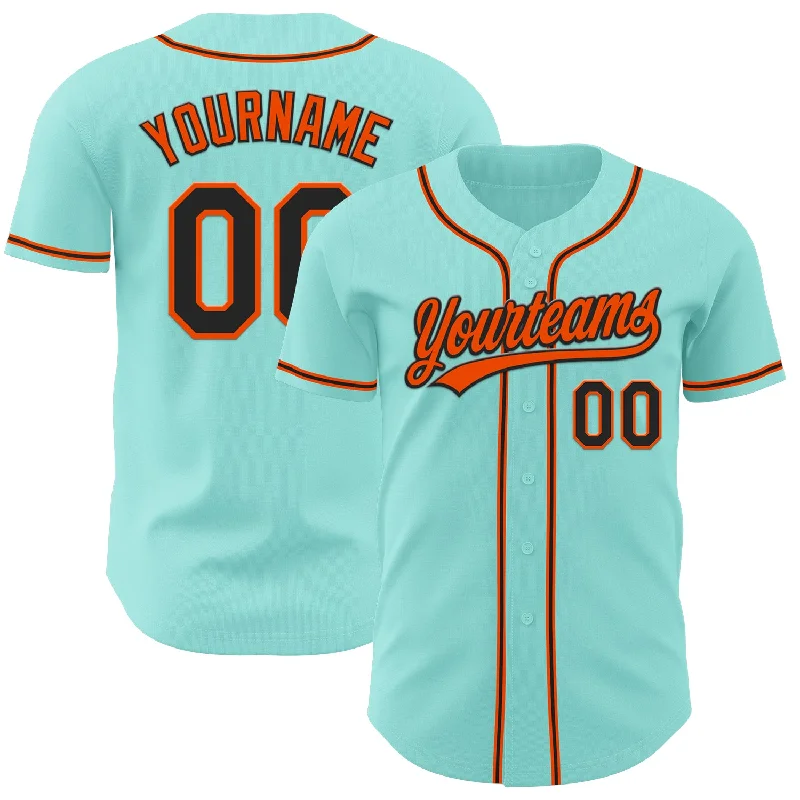 High-Quality Custom Baseball Jerseys For Teams-Custom Ice Blue Black-Orange Authentic Baseball Jersey