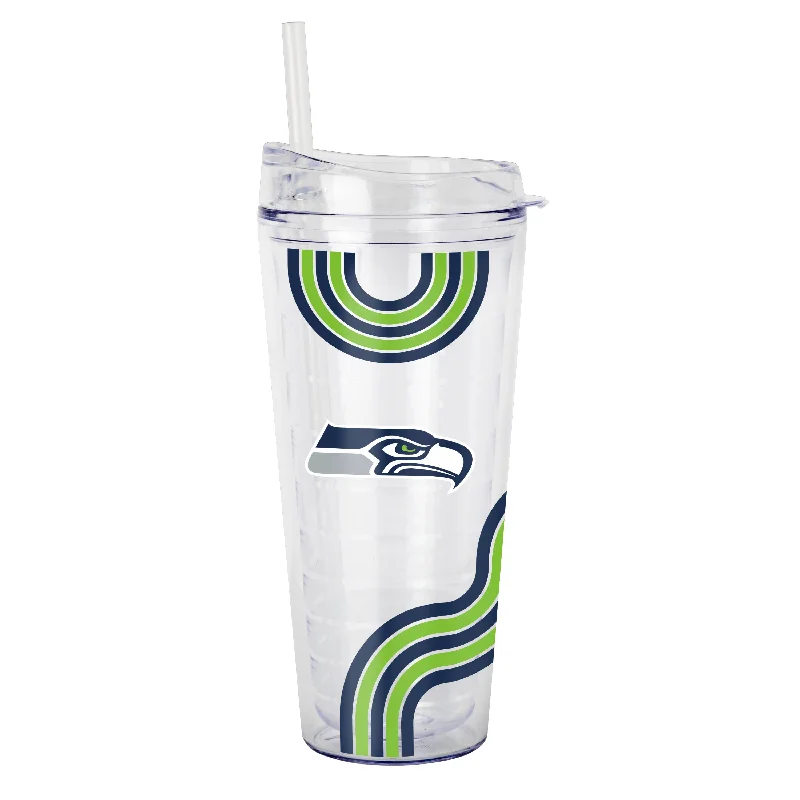 Team Mugs With Name and Number-Seattle Seahawks 22oz Waves Dbl Wall Clear Tumbler