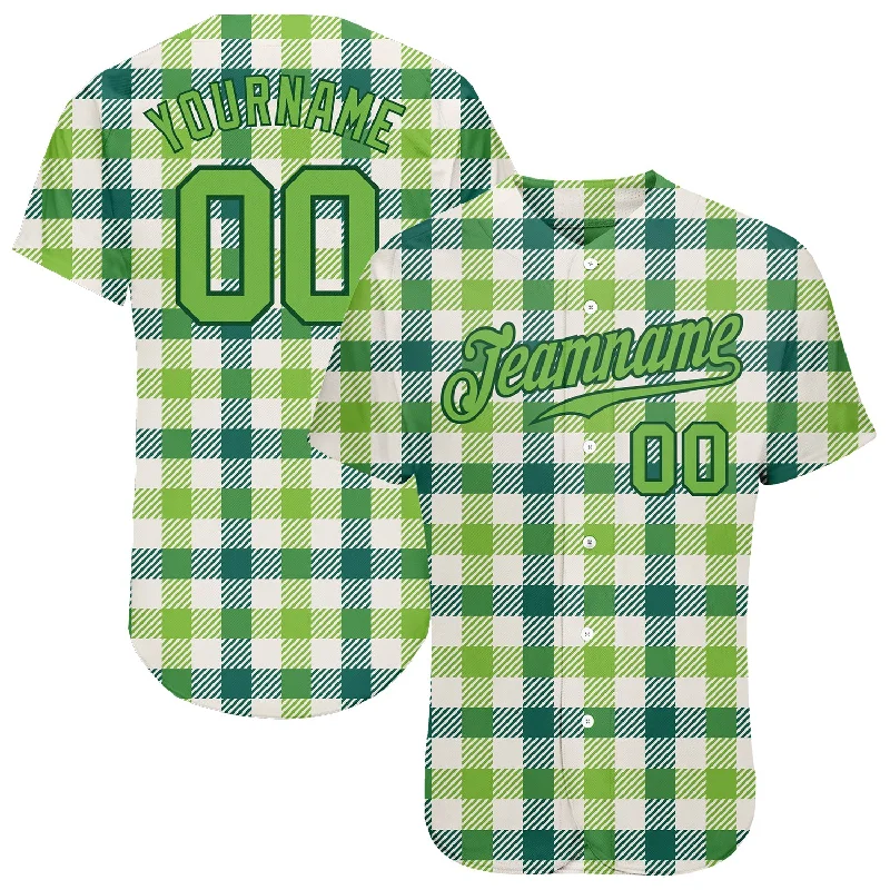 Baseball Jerseys For Adult Teams-Custom White Neon Green-Green 3D Pattern Design Authentic St. Patrick's Day Baseball Jersey