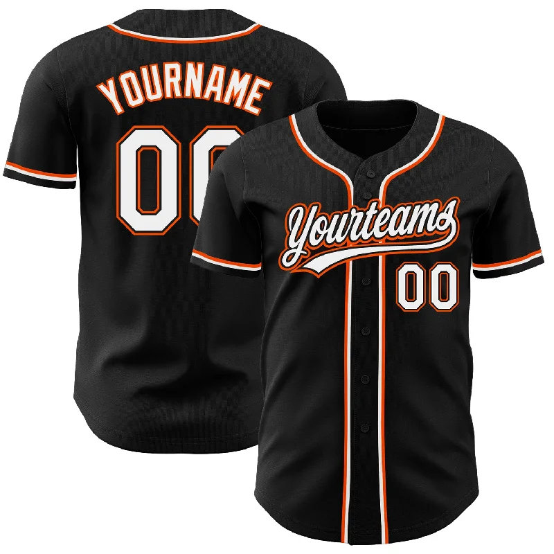 Custom Baseball Jerseys With Full Names-Custom Black White-Orange Authentic Baseball Jersey