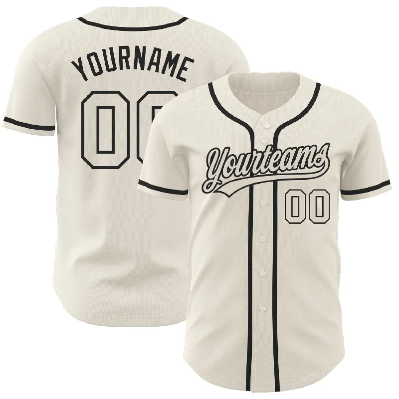 Baseball Jerseys With Custom Sleeves-Custom Cream Cream-Black Authentic Baseball Jersey