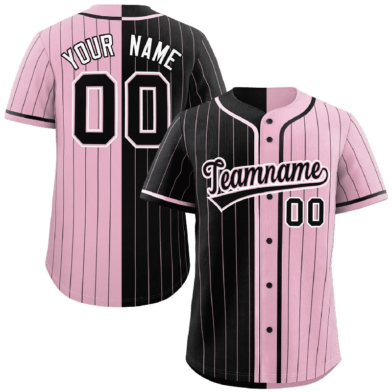 Baseball Jerseys For Minor Leagues-Custom Black Light Pink Two Tone Striped Fashion Authentic Baseball Jersey