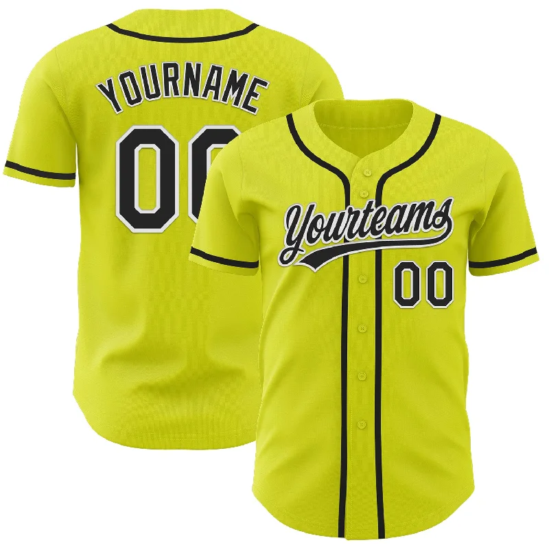 Baseball Jerseys With Player Name & Number-Custom Neon Yellow Black-White Authentic Baseball Jersey