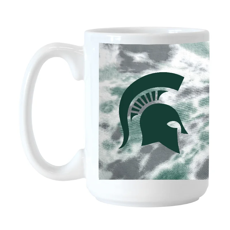 Team Mugs With Logos For Fundraisers-Michigan State 15oz Tie Dye Sublimated Mug