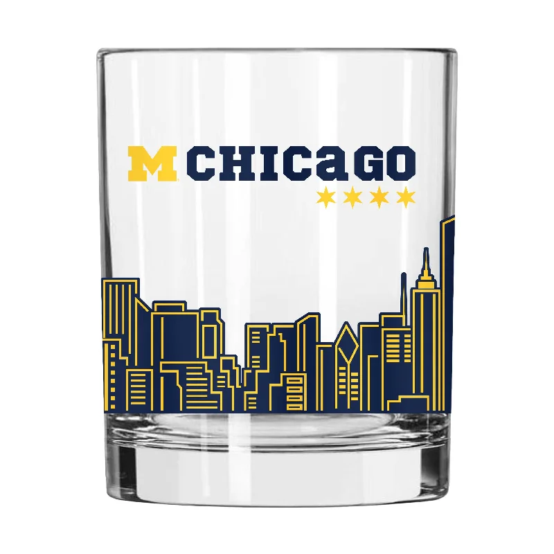 Affordable Custom Team Mugs-Michigan Chicago 14oz Rocks Glass