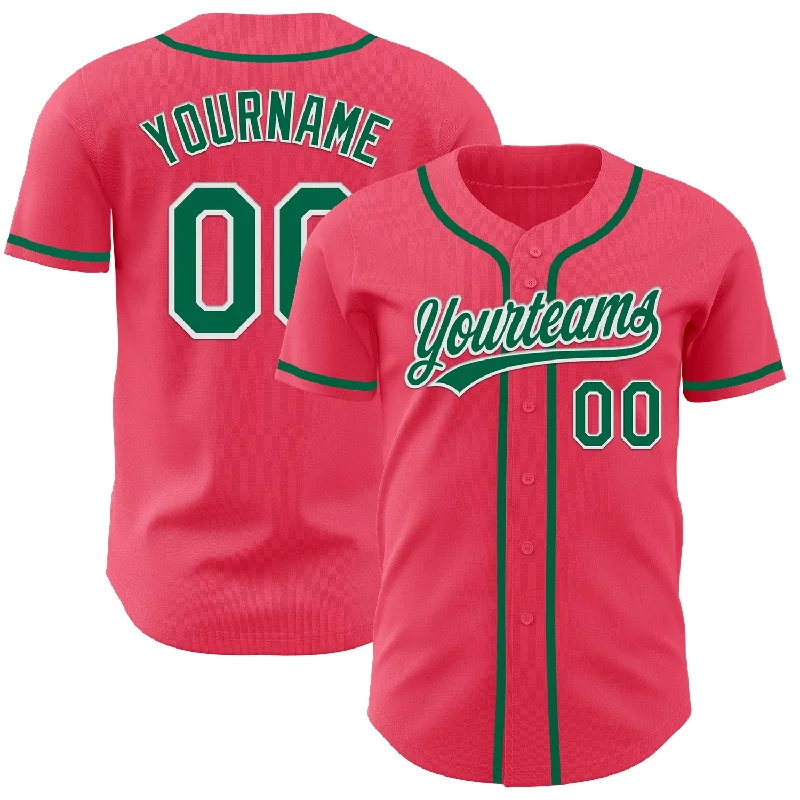 Personalized Baseball Jerseys For Fans-Custom Neon Pink Kelly Green-White Authentic Baseball Jersey