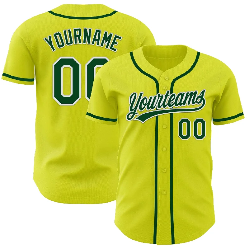 Baseball Jerseys With Player Numbers-Custom Neon Yellow Green-White Authentic Baseball Jersey