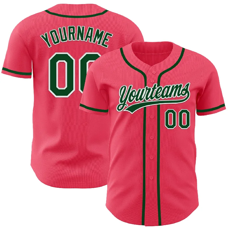 Baseball Jerseys For Recreational Leagues-Custom Neon Pink Green-White Authentic Baseball Jersey