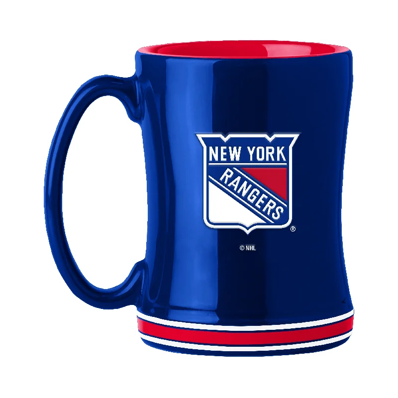 Personalized Mugs With Team Colors-New York Rangers 14oz Relief Mug