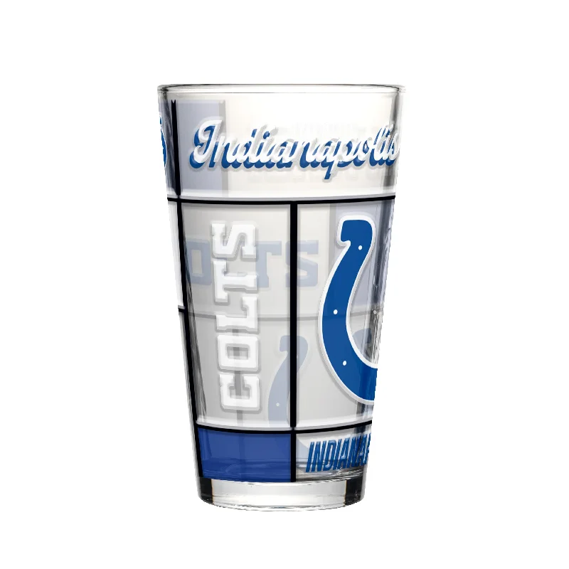 Personalized Mugs With Team Logos-Indianapolis Colts 16oz Quilted Stained Pint Glass