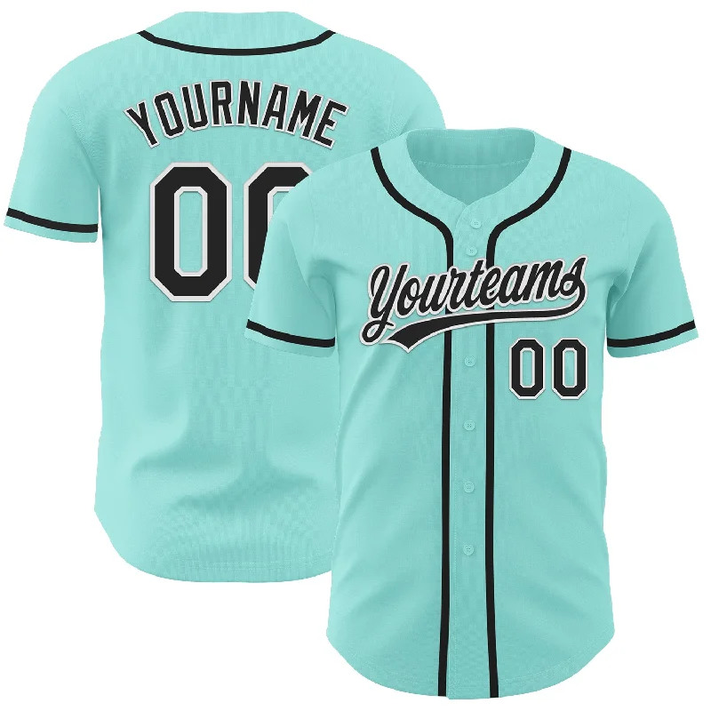 Personalized Baseball Jerseys For School Events-Custom Ice Blue Black-White Authentic Baseball Jersey