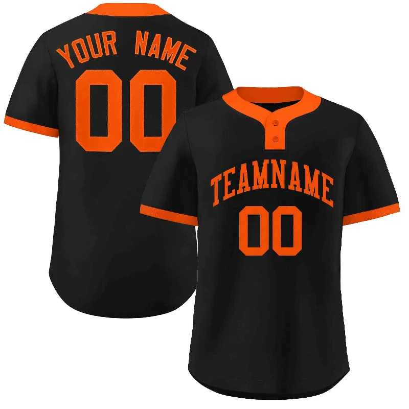 Team Baseball Jerseys For Special Anniversaries-Custom Black Orange Classic Style Authentic Two-Button Baseball Jersey