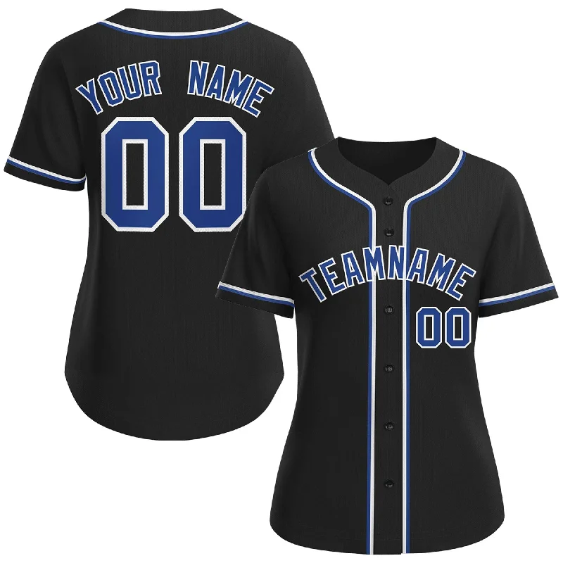 Premium Cotton Baseball Jerseys-Custom Black Royal-White Classic Style Baseball Jersey For Women