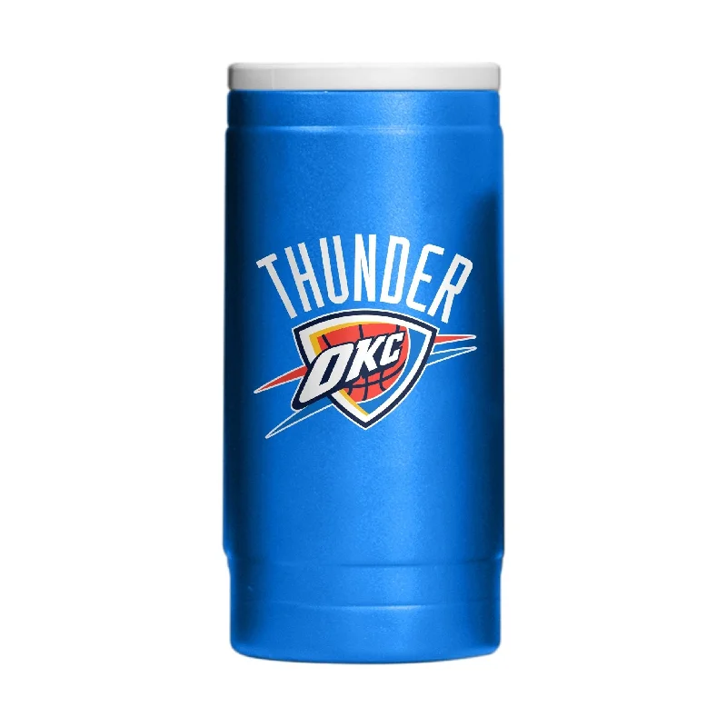 Team Mugs With Group Logos-Oklahoma City Thunder 12oz Flipside Powder Coat Slim Can Coolie