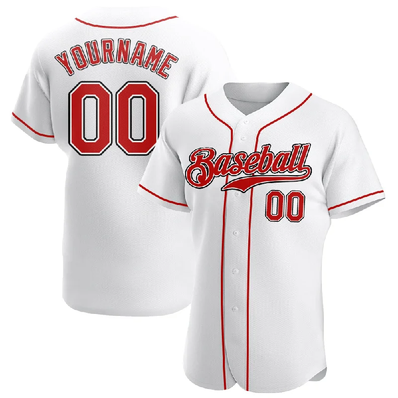 Baseball Jerseys With Custom Numbers-Custom White Red-Black Authentic Baseball Jersey