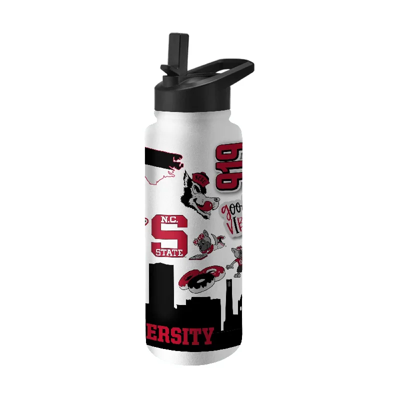 Personalized Team Mugs For Coaches And Players-NC State Vault 34oz Native Quencher Bottle