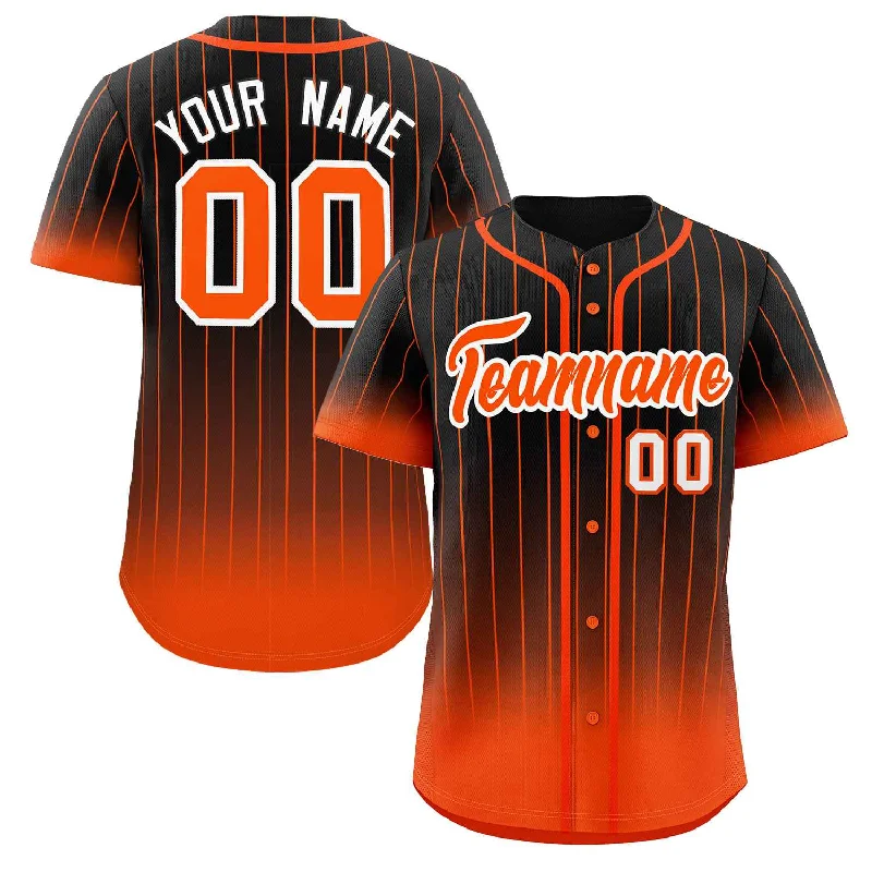 Baseball Jerseys With Custom Designs-Custom Black Orange-White Gradient Stripe Fashion Authentic Baseball Jersey