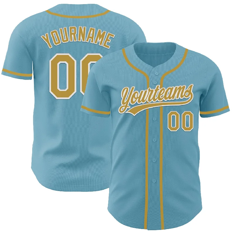 Personalized Baseball Jerseys For Couples-Custom Shadow Blue Old Gold-White Authentic Baseball Jersey