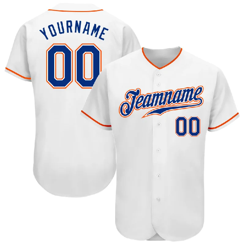 Team Baseball Jerseys For Special Anniversaries-Custom White Royal-Orange Authentic Baseball Jersey