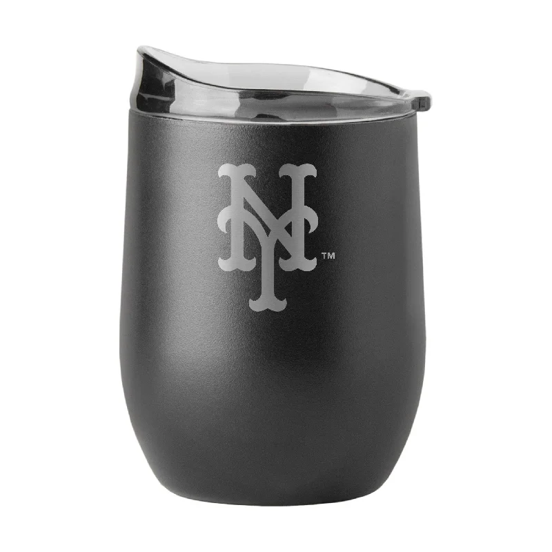 Customizable Team Mugs-New York Mets 16oz Black Etch Powder Coat Curved Bev