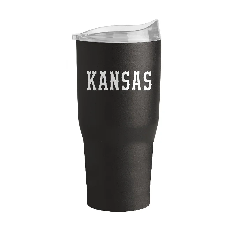 Sports Team Mugs For Clubs-Kansas Vault 30oz Black Out Powder Coat Tumbler