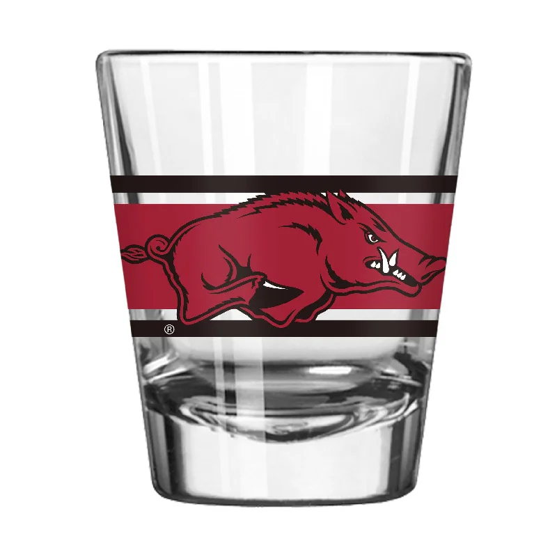 Custom Team Mugs-Arkansas 2oz Stripe Shot Glass