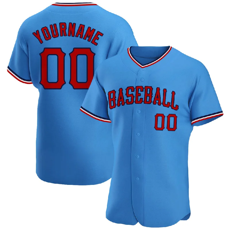 Custom Baseball Jerseys For Special Groups-Custom Powder Blue Red-Navy Authentic Baseball Jersey