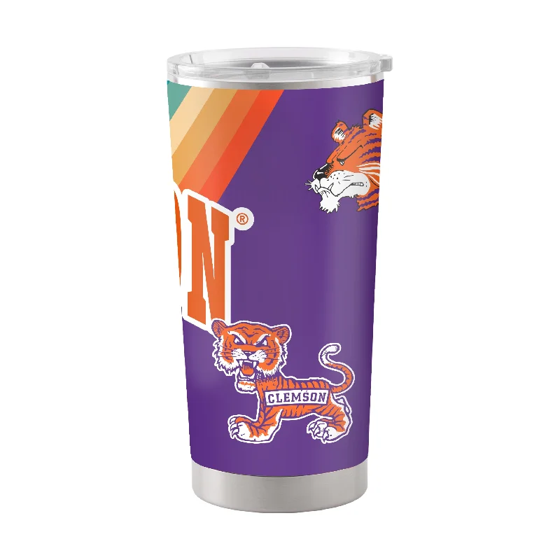 Premium Custom Team Mugs-Clemson 20oz Wave Stainless Steel Tumbler