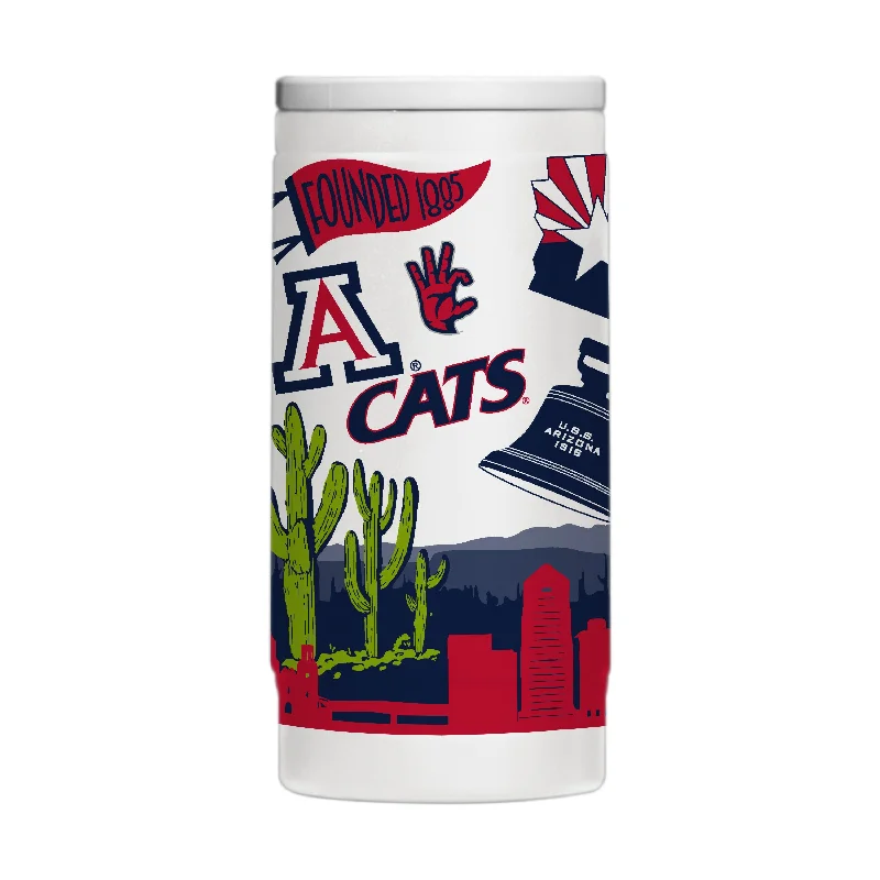 Custom Mugs For Sports Fans-Arizona 12oz Native Powder Coat Slim Can Coolie