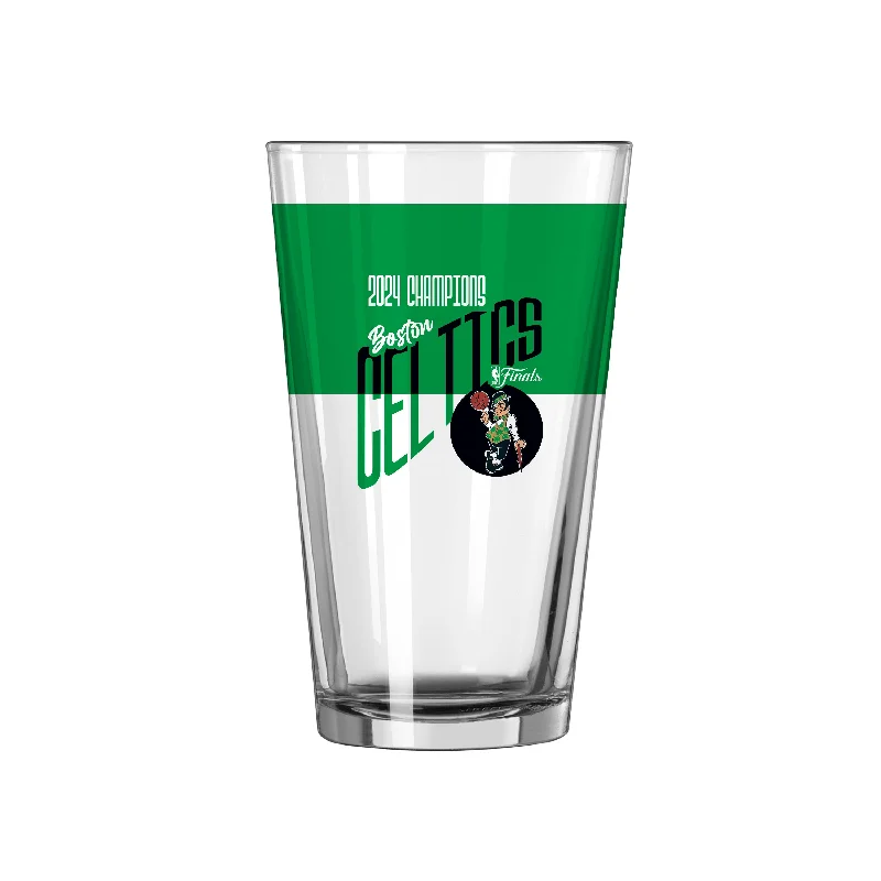 Team Mugs For High School Sports-Boston Celtics 16oz 2024 NBA Finals Champions Colorblock Pint Glass