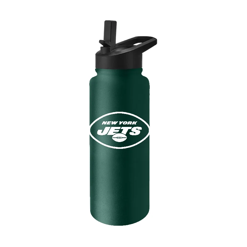 Team Mugs With Custom Quotes-New York Jets 34oz Logo Quencher Water Bottle