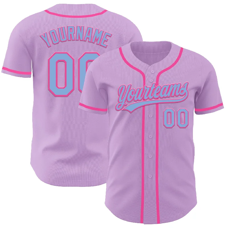 High-Performance Baseball Jerseys For Teams-Custom Light Purple Light Blue-Pink Authentic Baseball Jersey