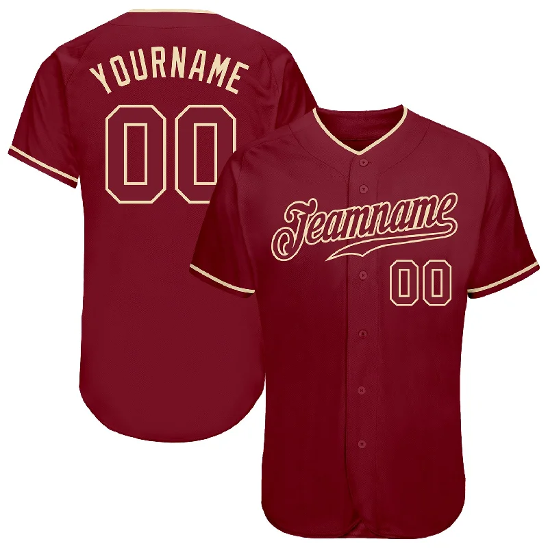 Custom Team Baseball Jerseys For Fundraisers-Custom Crimson Crimson-Cream Authentic Baseball Jersey