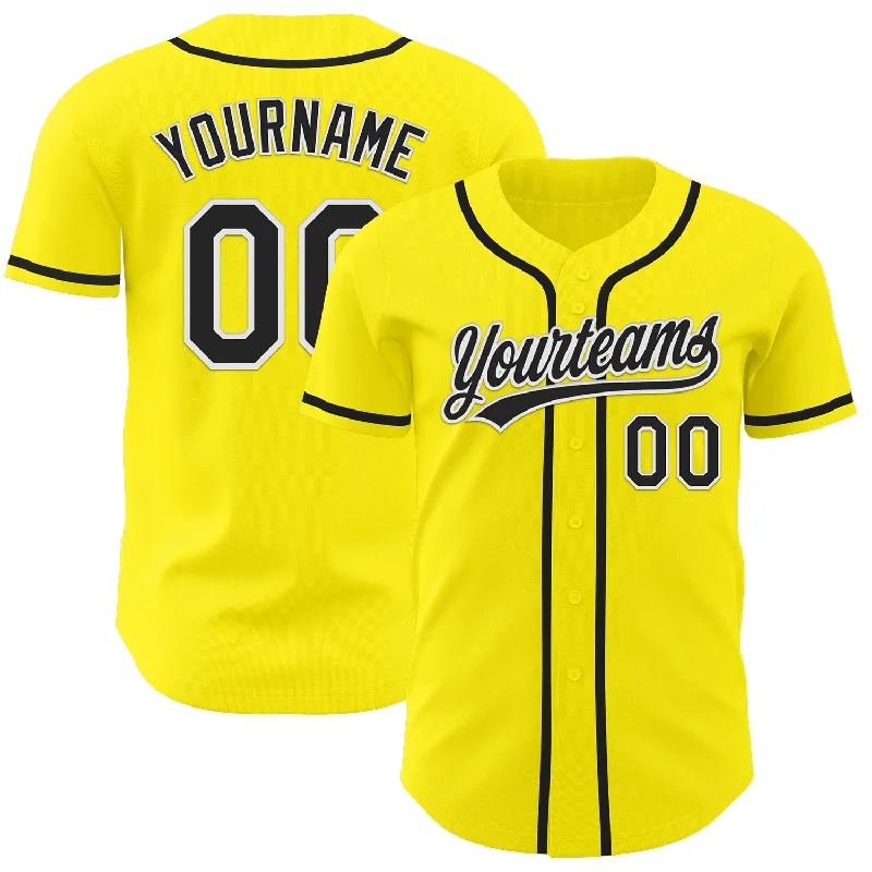 Custom Baseball Jerseys For Schools-Custom Light Yellow Black-White Authentic Baseball Jersey