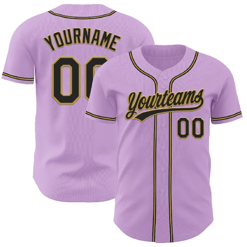 Custom Baseball Jerseys For Family Gifts-Custom Light Purple Black-Old Gold Authentic Baseball Jersey