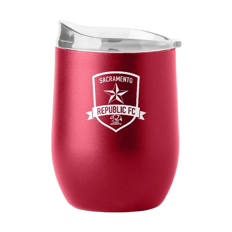 Custom Team Mugs With Logos-Sacramento Republic FC 16oz Powder Coat Curved Bev