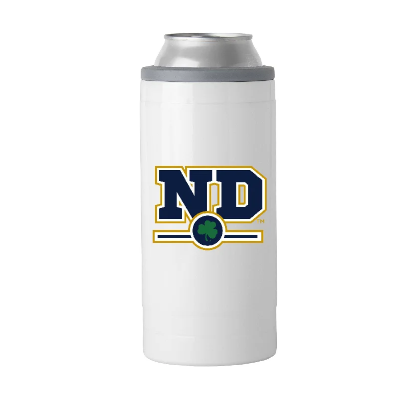 Team Mugs For Football Fans-Notre Dame Letterman 12 oz Slim Can Coolie