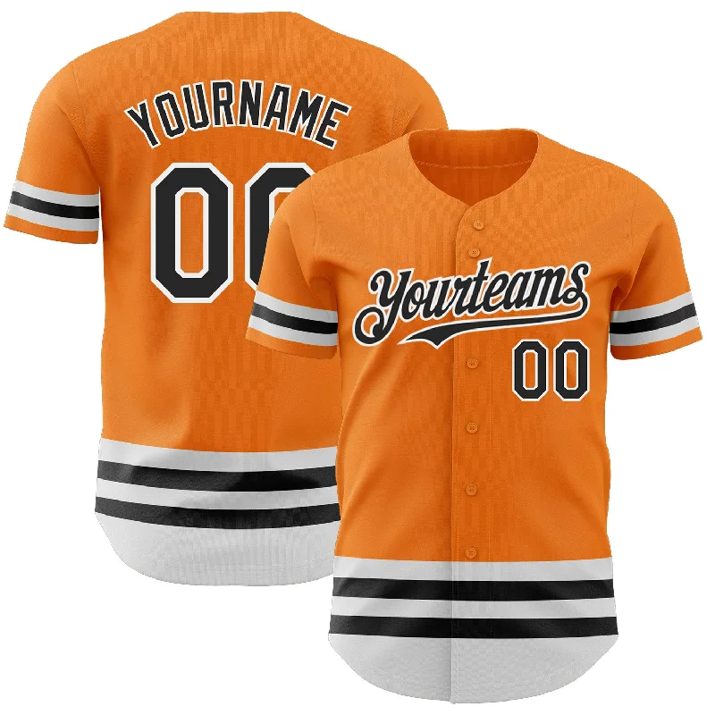 Professional Baseball Jerseys-Custom Bay Orange Black-White Line Authentic Baseball Jersey