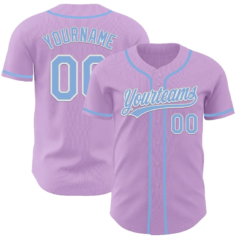 Custom Baseball Jerseys For Corporate Teams-Custom Light Purple Light Blue-White Authentic Baseball Jersey