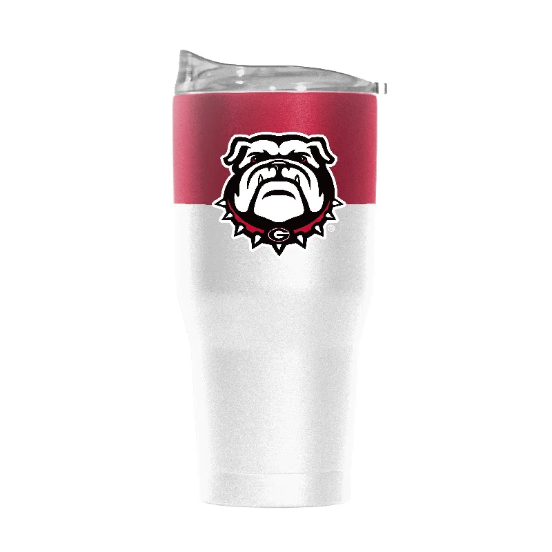 Best Custom Team Mugs-Georgia 30oz Colorblock White Powder Coat Tumbler