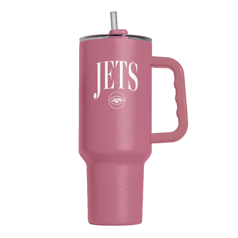 Custom Team Mugs For Family Reunions-New York Jets 40oz Cinch Berry Powder Coat Tumbler