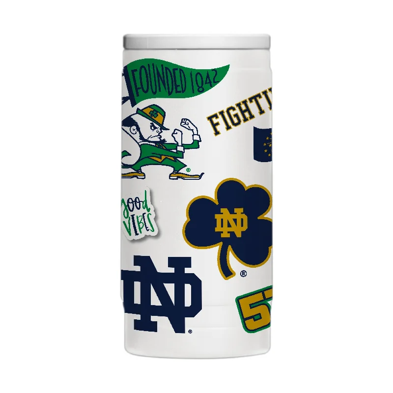 Fun Custom Team Mugs-Notre Dame 12oz Native Powder Coat Slim Can Coolie