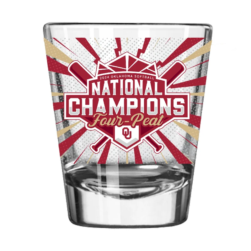 Team Mugs With Custom Artwork-Oklahoma 2oz 2024 NCAA Softball Champions Wrap Shot Glass