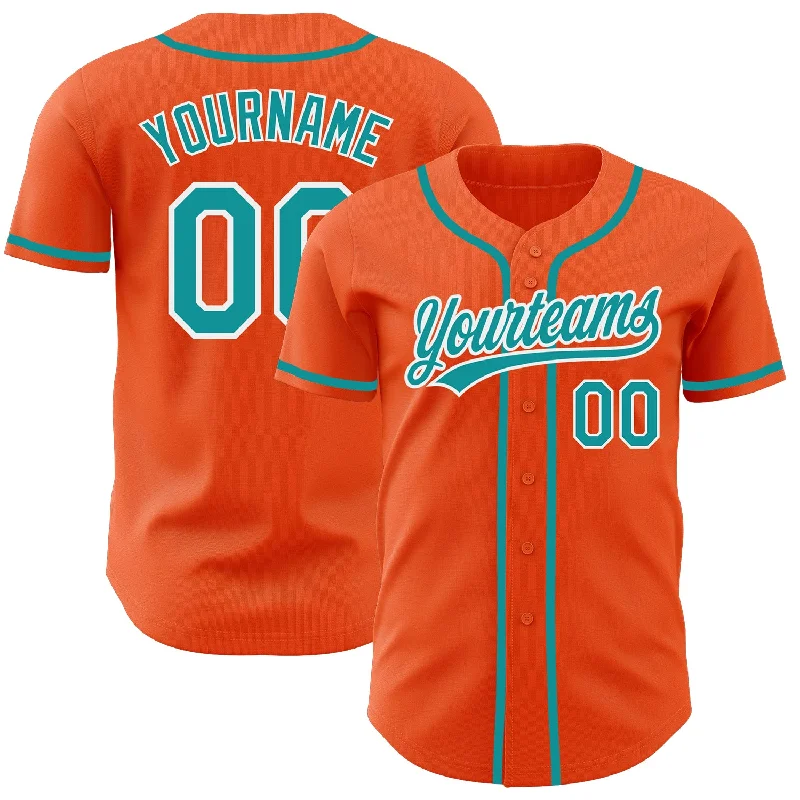 Baseball Jerseys With Stylish Patterns-Custom Orange Teal-White Authentic Baseball Jersey