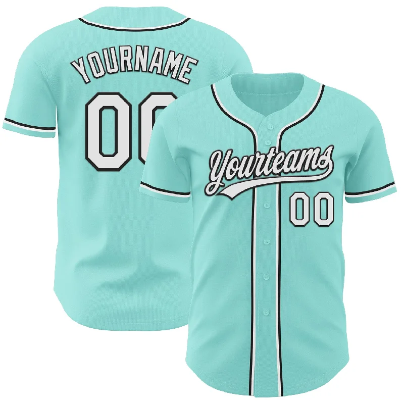 Personalized Baseball Jerseys For Family-Custom Ice Blue White-Black Authentic Baseball Jersey