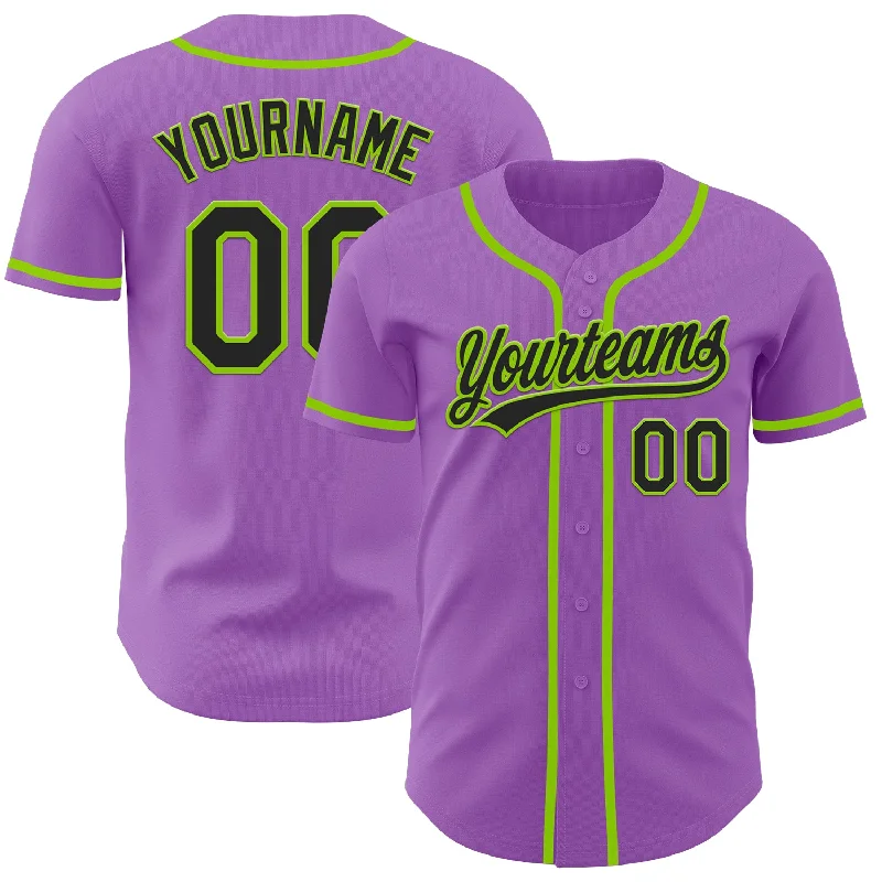 Baseball Jerseys With Custom Graphics-Custom Medium Purple Black-Neon Green Authentic Baseball Jersey