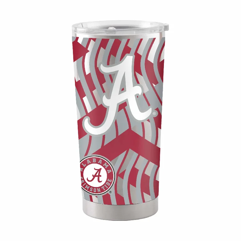 Eco-Friendly Team Mugs For Sports Teams-Alabama 20oz Flex Silver Stainless Tumbler