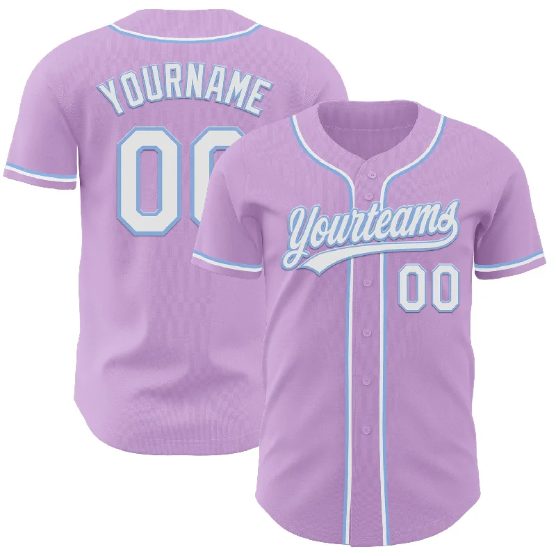 Premium Custom Baseball Jerseys-Custom Light Purple White-Light Blue Authentic Baseball Jersey