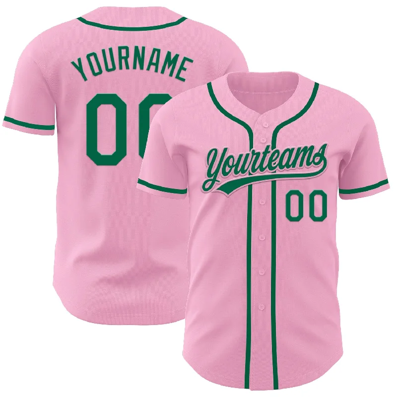 Baseball Jerseys With Durable Materials-Custom Light Pink Kelly Green Authentic Baseball Jersey