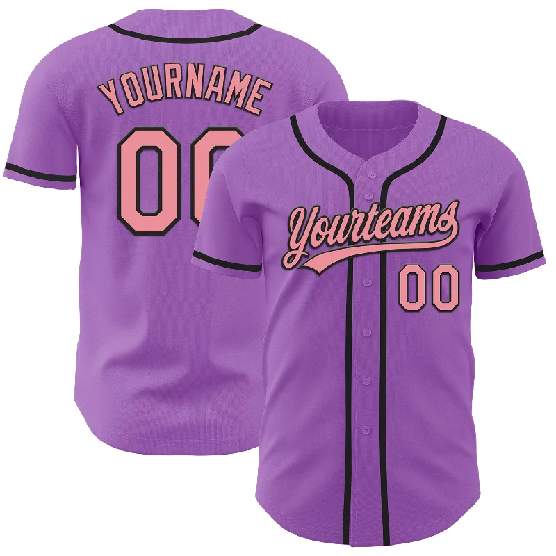 Baseball Jerseys With Player Signatures-Custom Medium Purple Medium Pink-Black Authentic Baseball Jersey